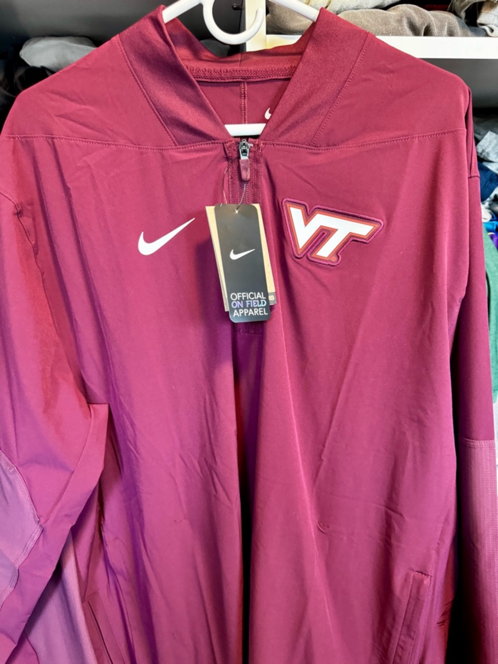 Nike Maroon Virginia Tech Pullover Windbreaker Official On Field Coaches NWT XL